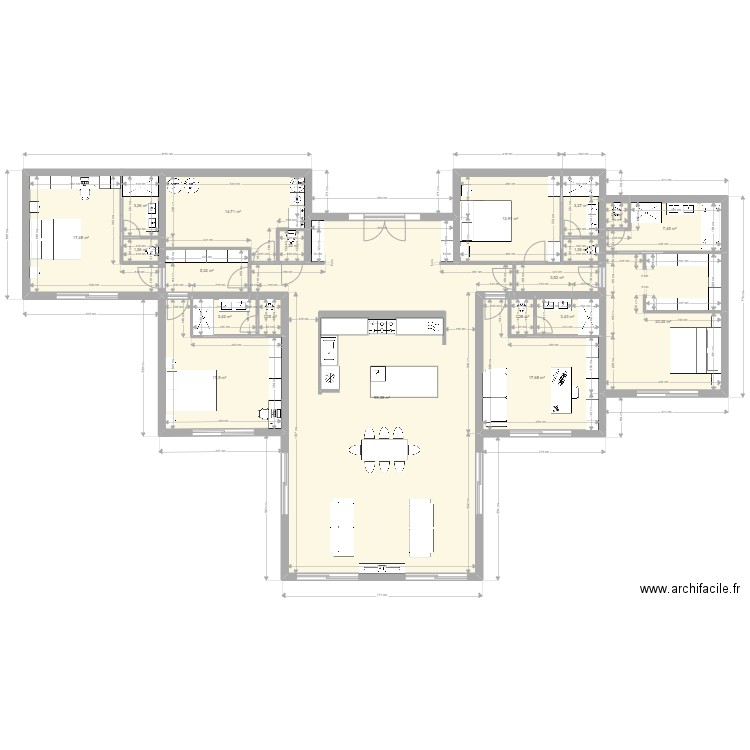 TROPIC. Plan de 20 pièces et 240 m2