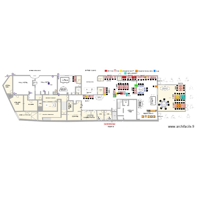 Plan de salle RDC au 06 février 2020. Plan de 0 pièce et 0 m2