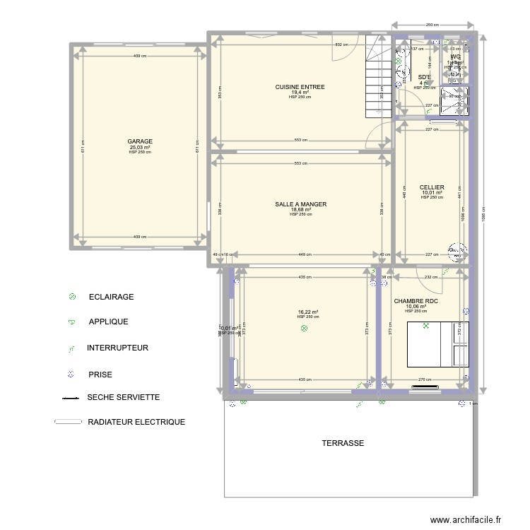 Chambon Projet. Plan de 9 pièces et 105 m2