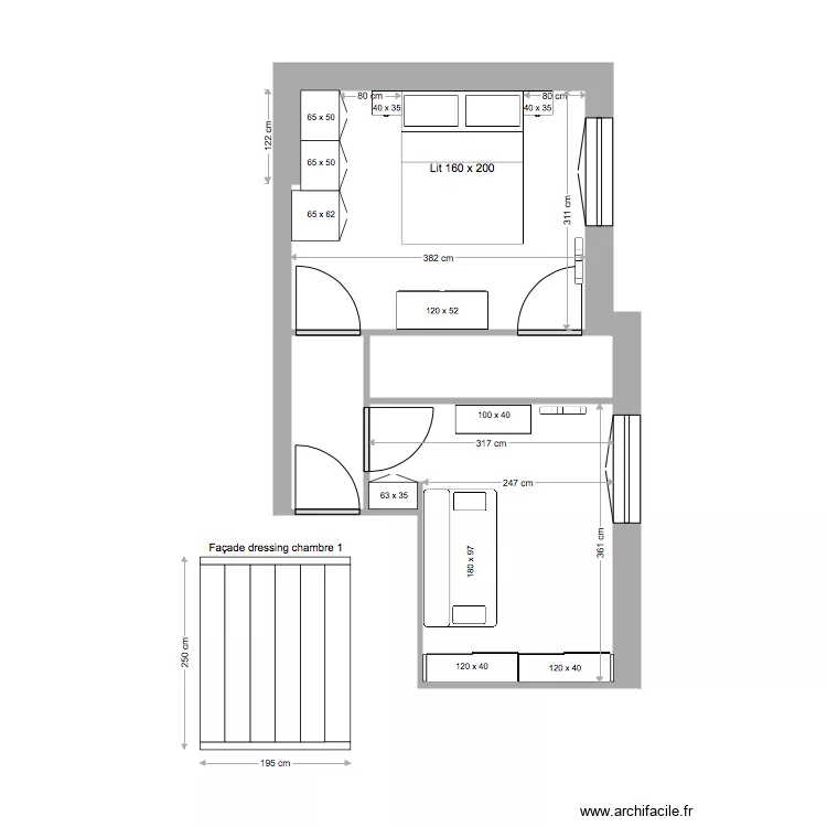 chambres 1 et 2 v1b. Plan de 