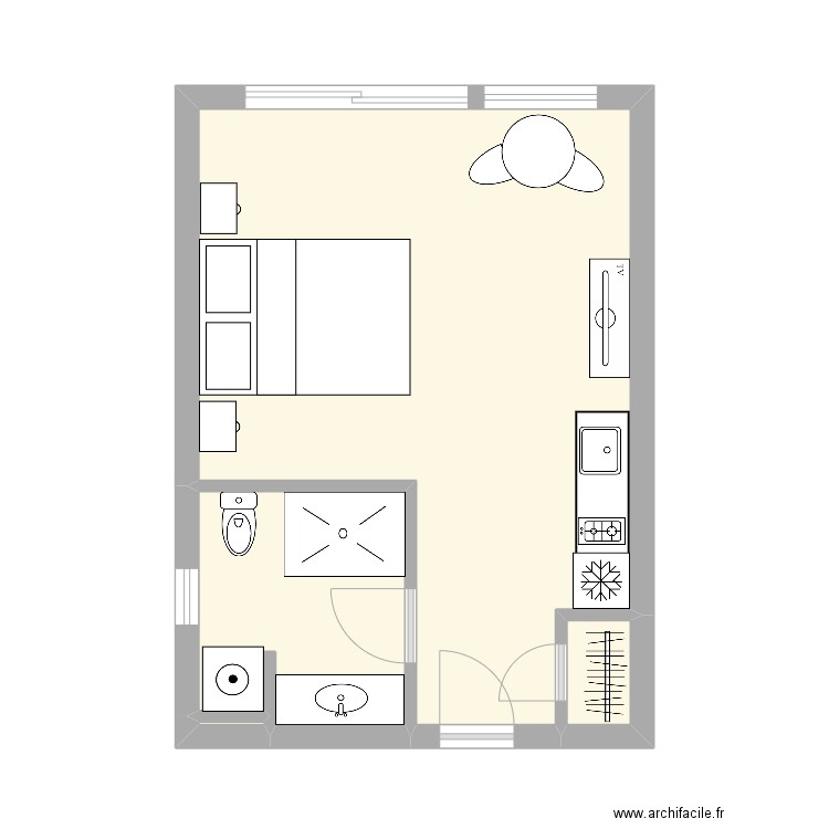 mini chalet. Plan de 4 pièces et 30 m2