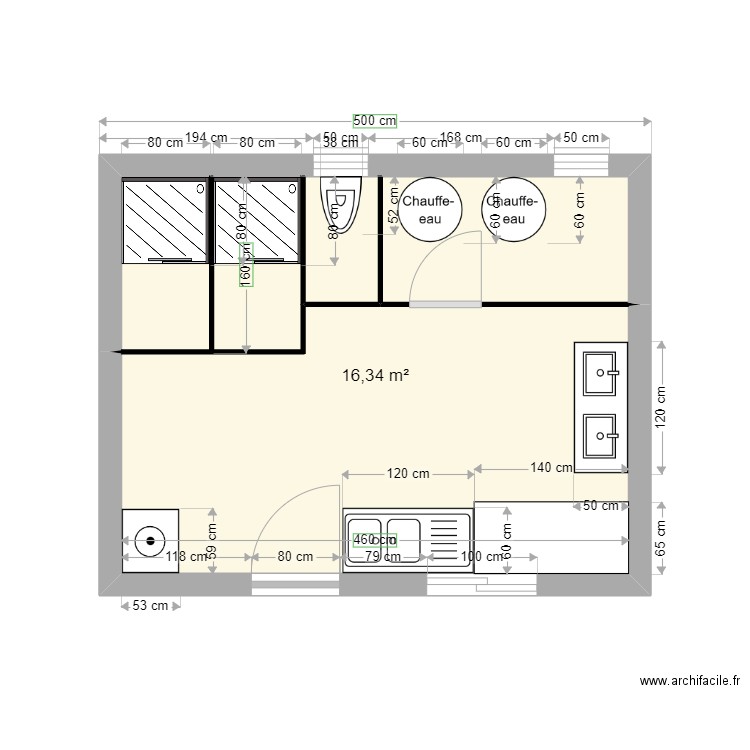 plan accueil air de camping car. Plan de 1 pièce et 16 m2