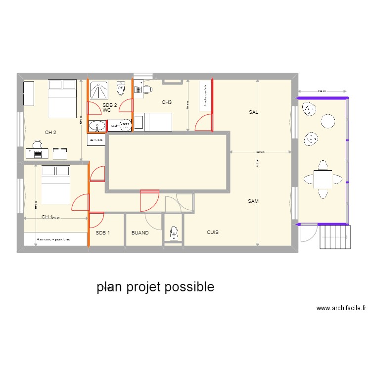 vincennes projet. Plan de 11 pièces et 116 m2