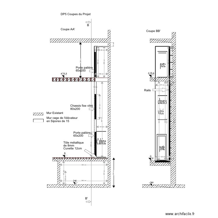 DP5 Coupe BB  cave. Plan de 0 pièce et 0 m2