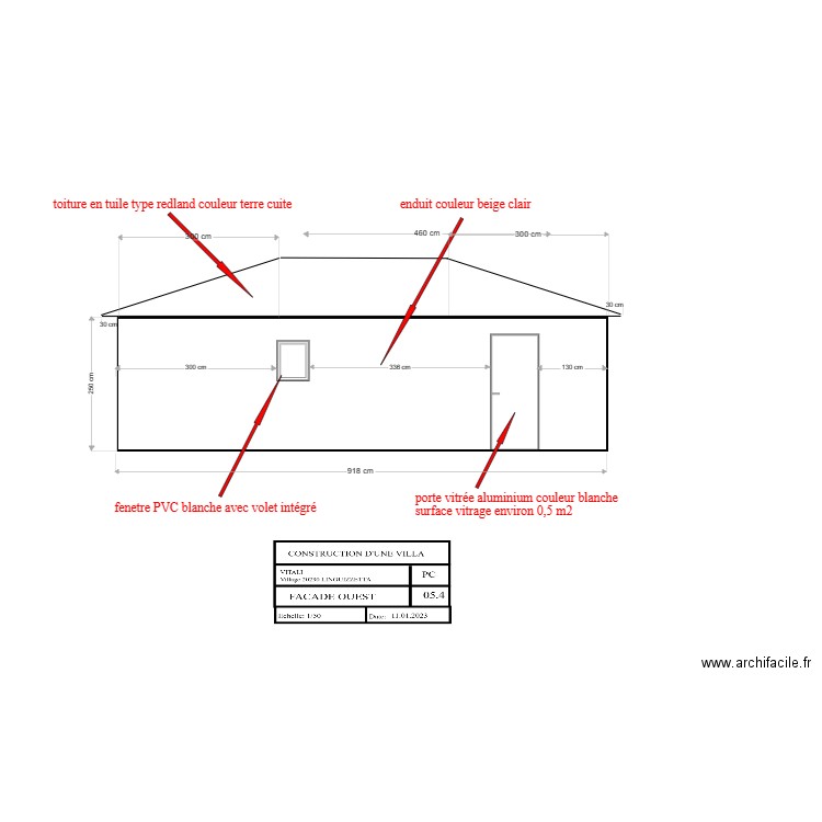 facade ouest 2023. Plan de 0 pièce et 0 m2