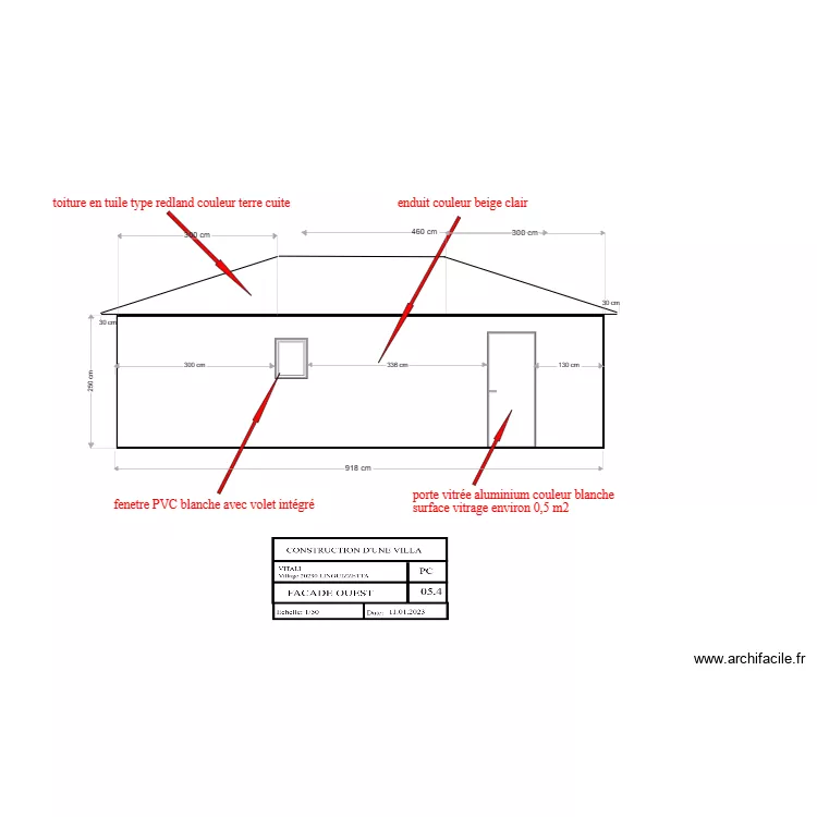 facade ouest 2023. Plan de 
