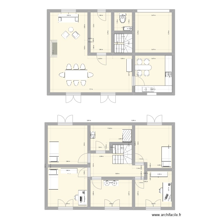 RDC CHOPLAIN. Plan de 9 pièces et 160 m2