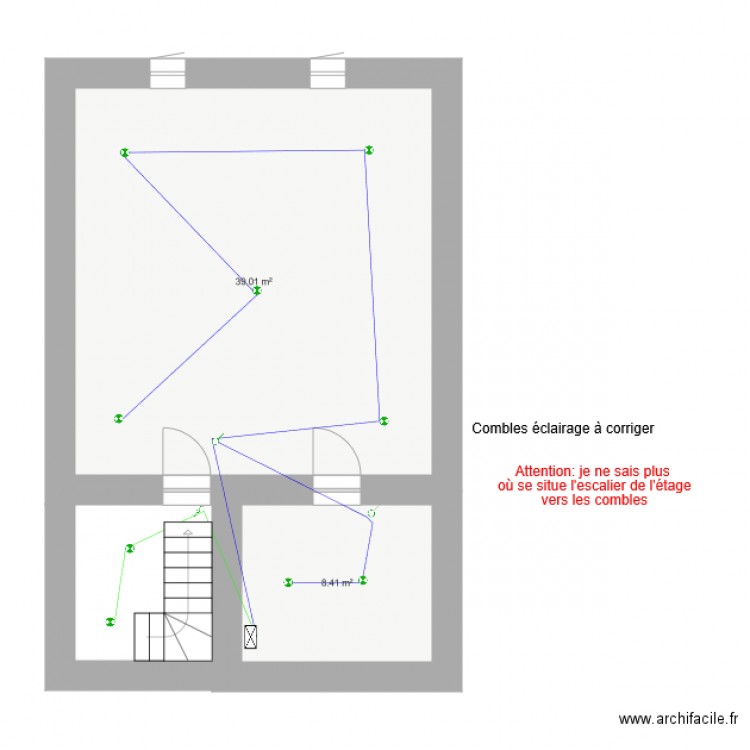 combles éclairage. Plan de 0 pièce et 0 m2