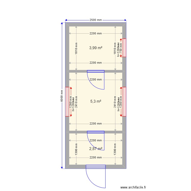 Охрана Хутор Федоровка. Plan de 3 pièces et 12 m2