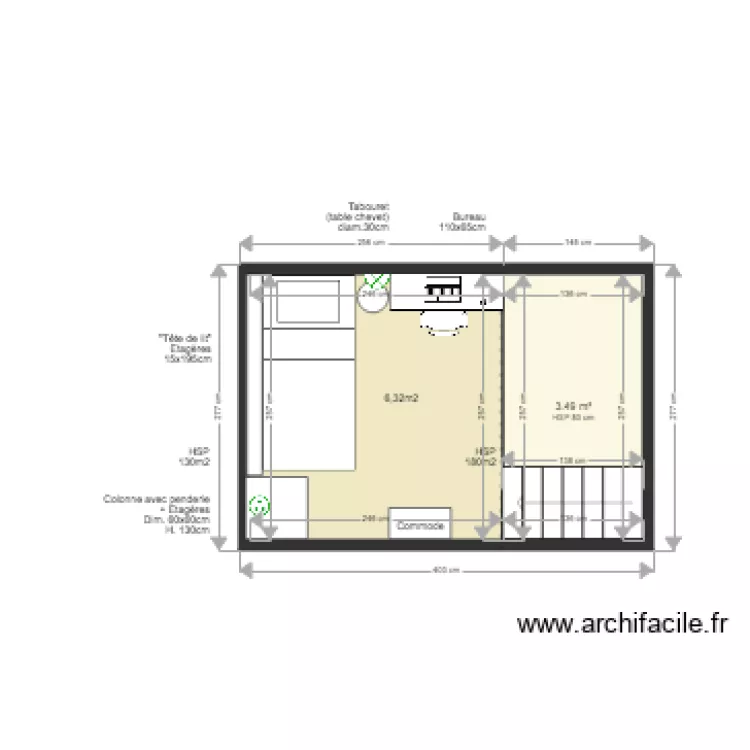 CHAMBRE LILOU V1 APRES. Plan de 