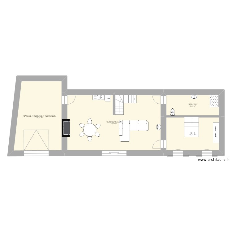 Maison. Plan de 4 pièces et 103 m2