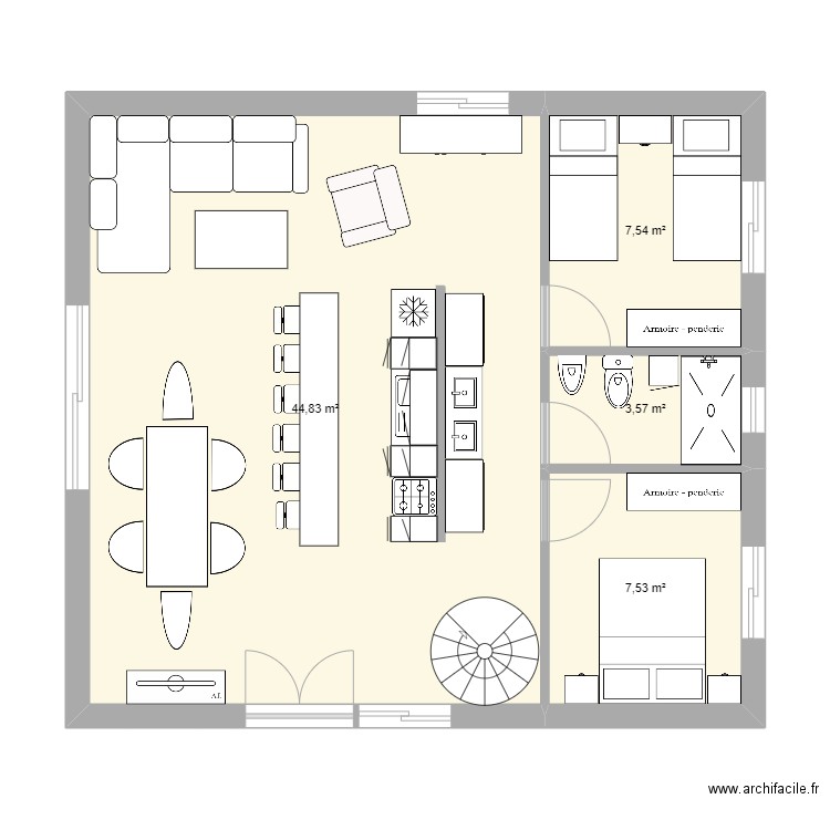 cabaña 4 ch. Plan de 0 pièce et 0 m2