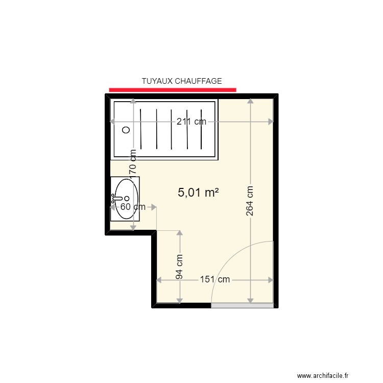 DEMARAIS CATHERINE - Plan 1 pièce 5 m2 dessiné par harmo59000