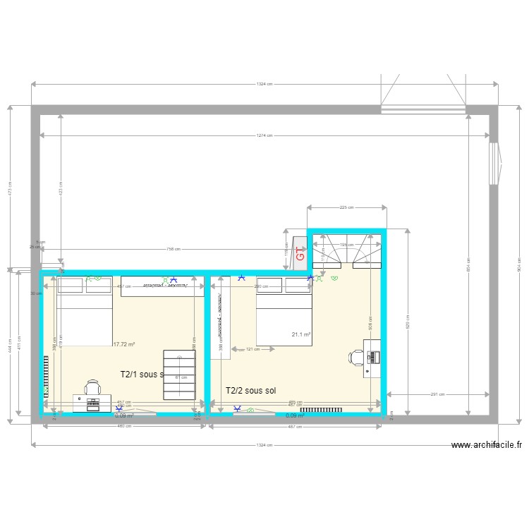 sous sol modif GT. Plan de 0 pièce et 0 m2