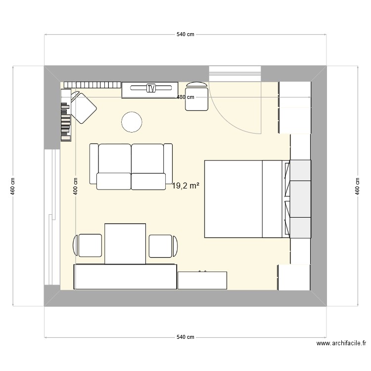 MAISON bis. Plan de 1 pièce et 19 m2