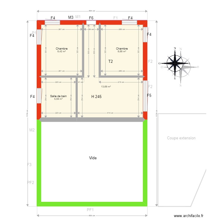 HIS PIGNY. Plan de 7 pièces et 160 m2