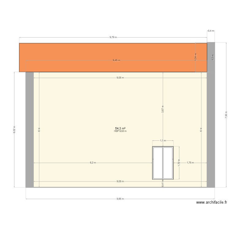 facade nord maison 2APP. Plan de 1 pièce et 54 m2