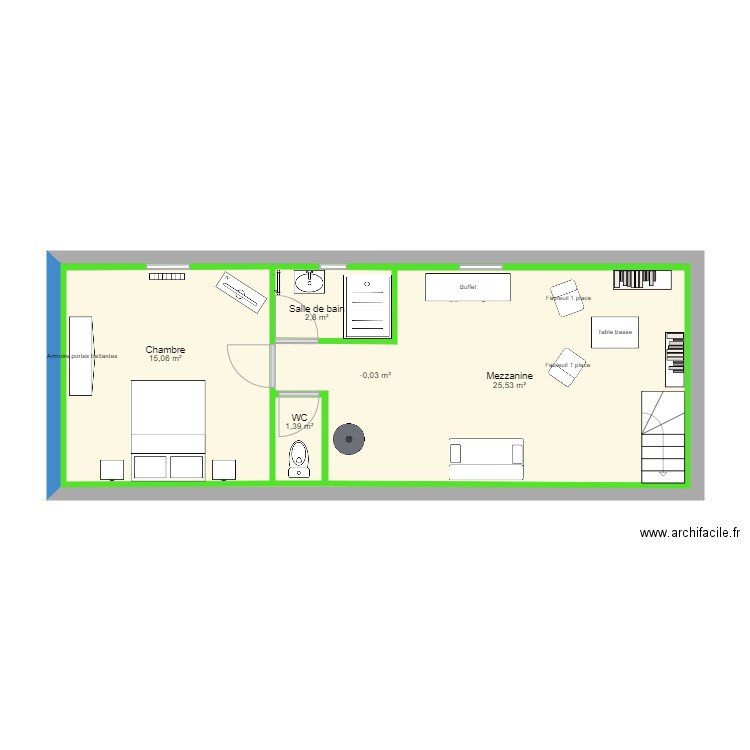 COMBLE 11. Plan de 5 pièces et 94 m2