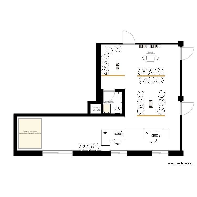 Plan dimplantation N3. Plan de 1 pièce et 3 m2