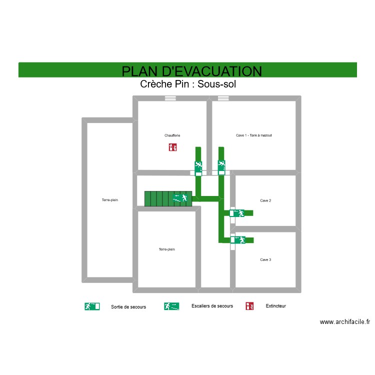 Crèche Pin : sous sol . Plan de 6 pièces et 83 m2