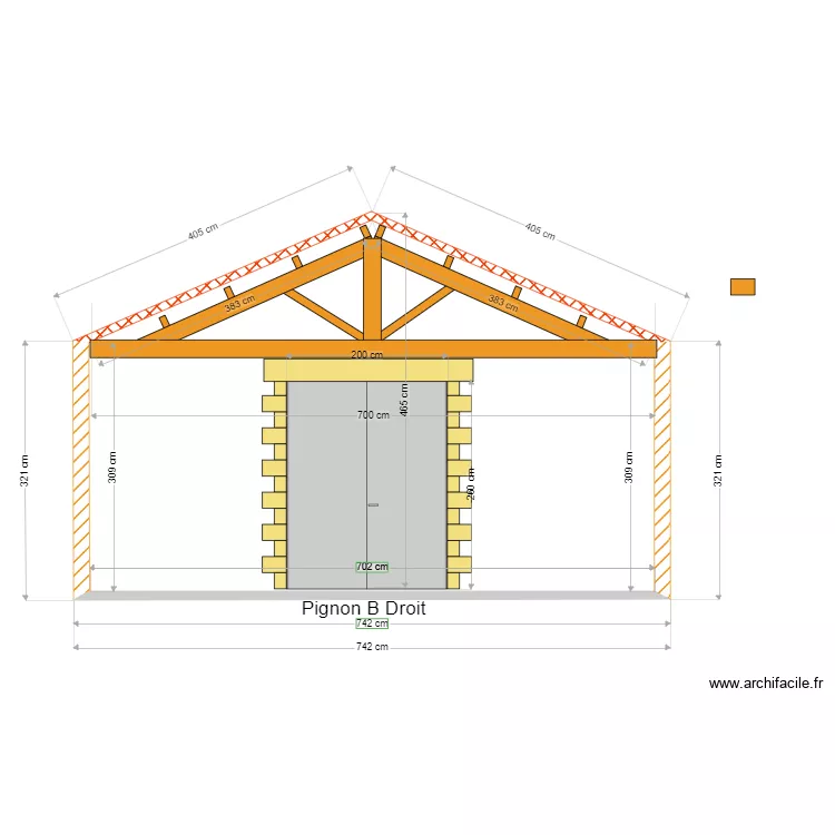 Pignon B droit cot&eacute; d&eacute;pe&ccedil;age . Plan de 
