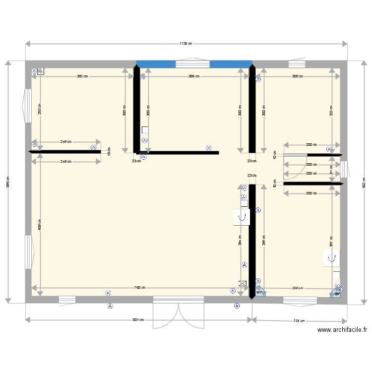 elec 13. Plan de 1 pièce et 85 m2