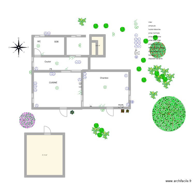 BB2. Plan de 2 pièces et 24 m2