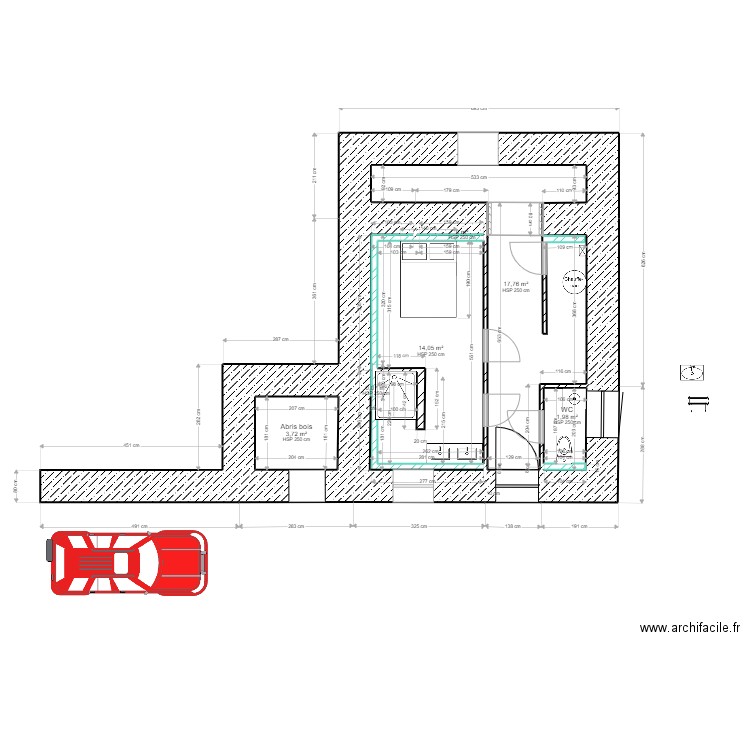RdC meublés 1 modification 22/02/2022. Plan de 8 pièces et 74 m2