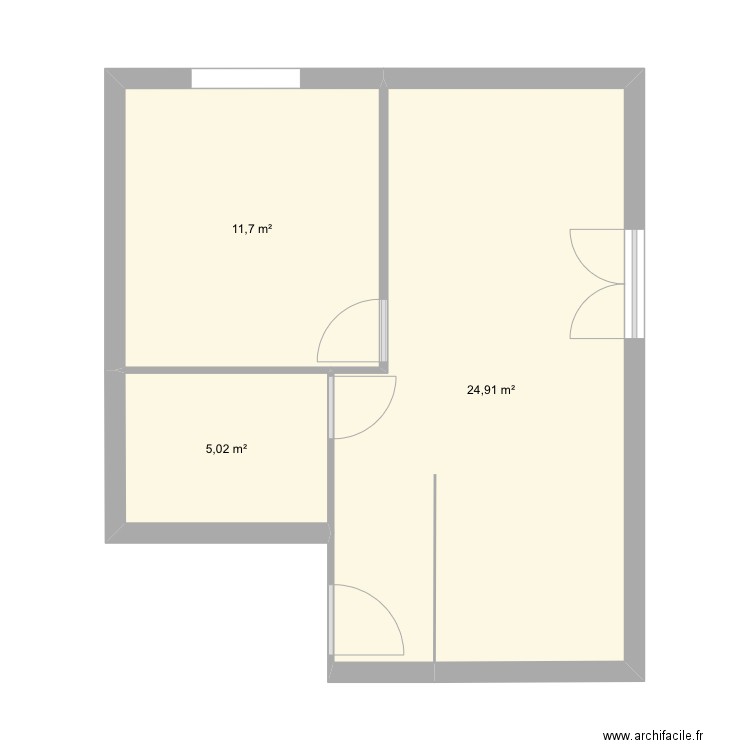 Appart eva. Plan de 3 pièces et 42 m2