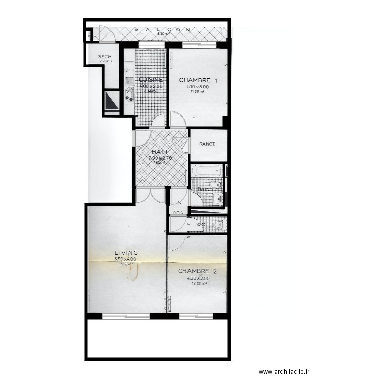 Appartement existant. Plan de 0 pièce et 0 m2