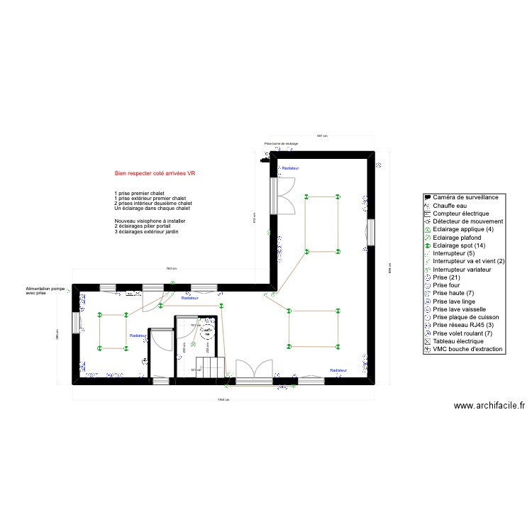 MORAILLON. Plan de 3 pièces et 55 m2