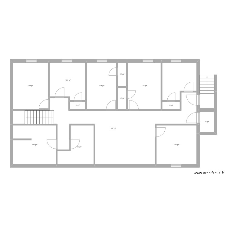 21010 023900 PLAN. Plan de 13 pièces et 129 m2