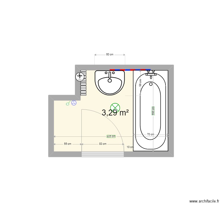 titre. Plan de 1 pièce et 3 m2