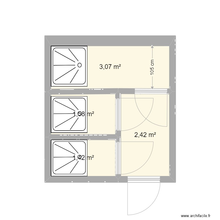 SDB TEMPO    WC MPR CONVERTI. Plan de 4 pièces et 8 m2