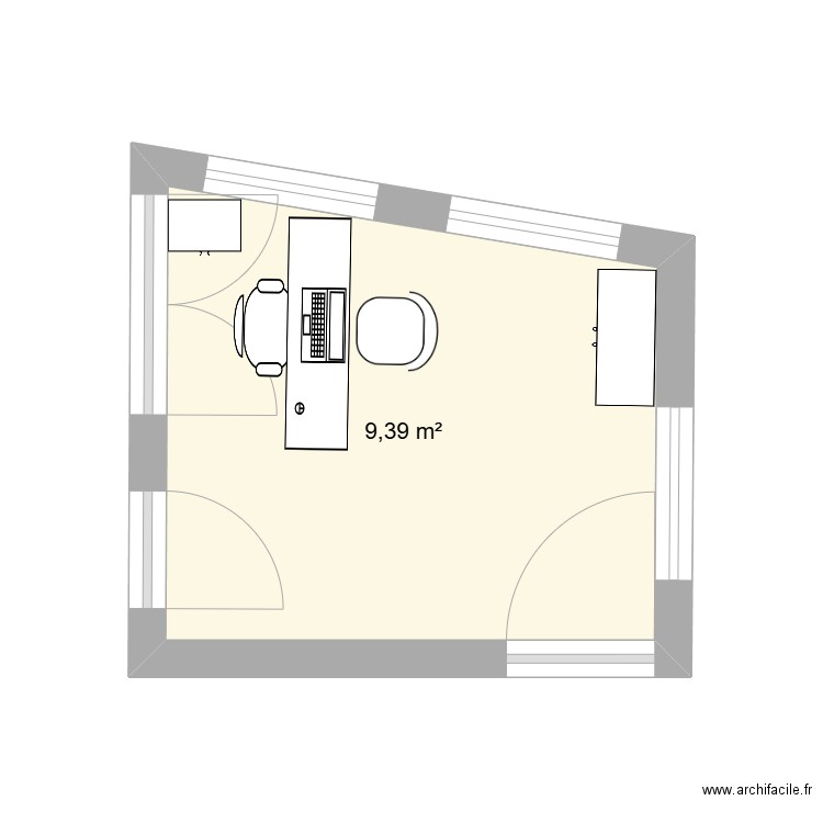 CabMel. Plan de 1 pièce et 9 m2
