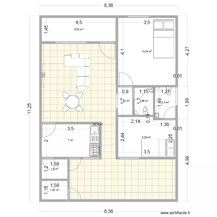 2rr. Plan de 10 pièces et 85 m² 2rr. Plan de 10 pièces et 85 m²
