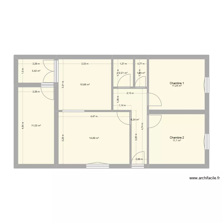 Maison Toto et C&eacute;lia. Plan de 9 pièces et 72 m²