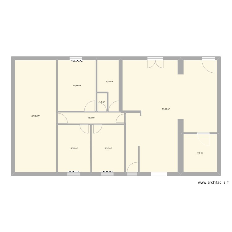 chambres. Plan de 9 pièces et 128 m2