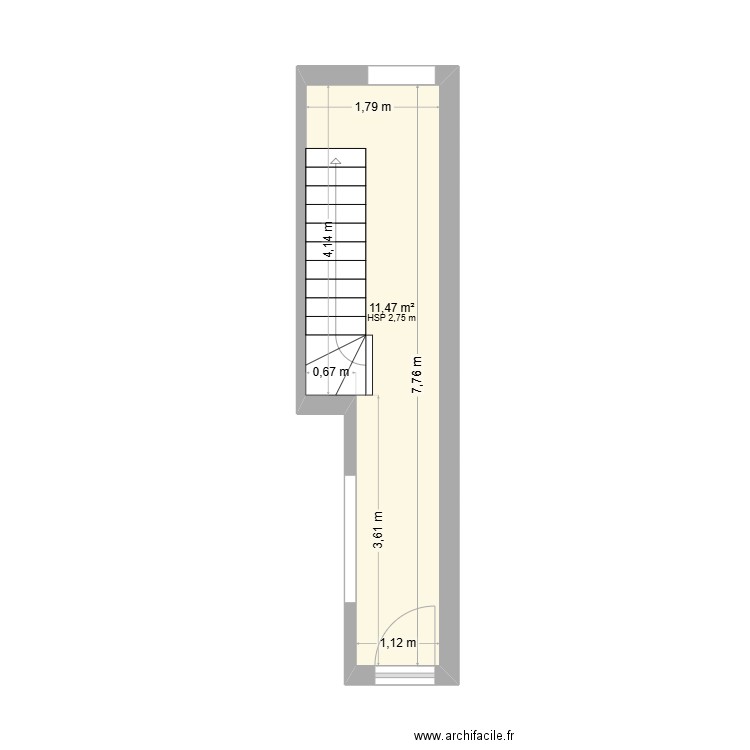 Couloir. Plan de 1 pièce et 11 m2