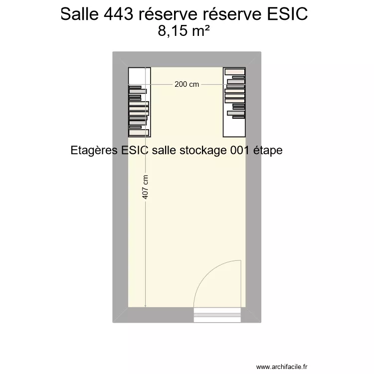 Salle 443 r&eacute;serve ESIC. Plan de 