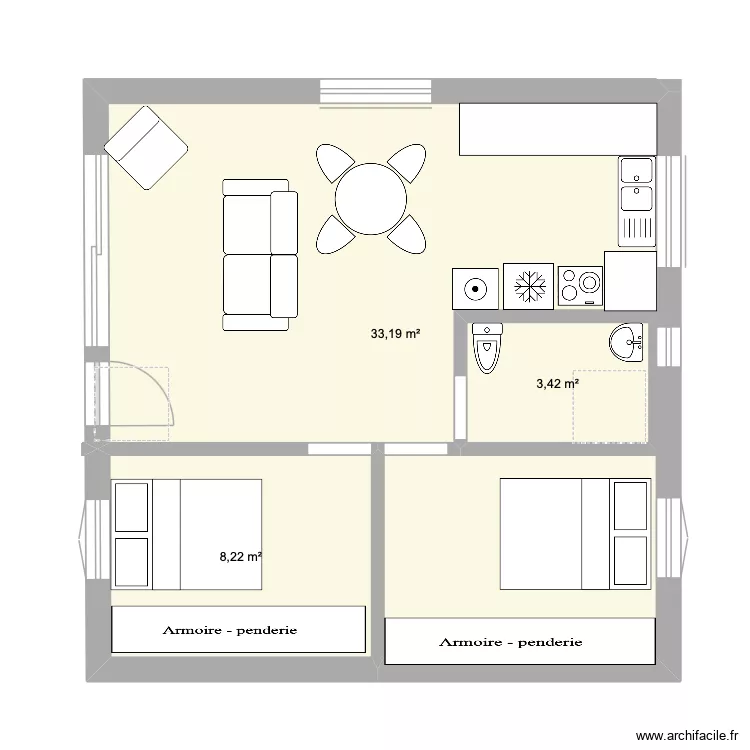 Plan 1. Plan de 3  et 45 m²