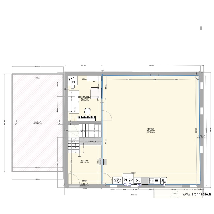 plan en 2 D. Plan de 21 pièces et 227 m2