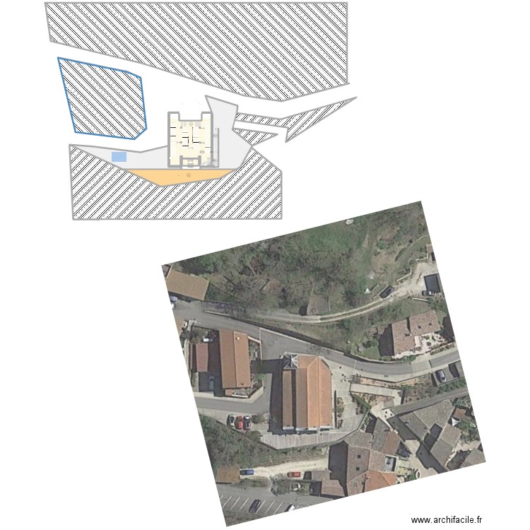 EGLISE MERCUROL AVEC EXTERIEUR. Plan de 9 pièces et 608 m2