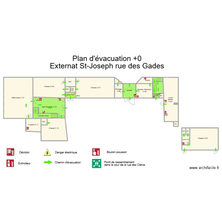 Plan +1 Gades. Plan de 25 pièces et 460 m2