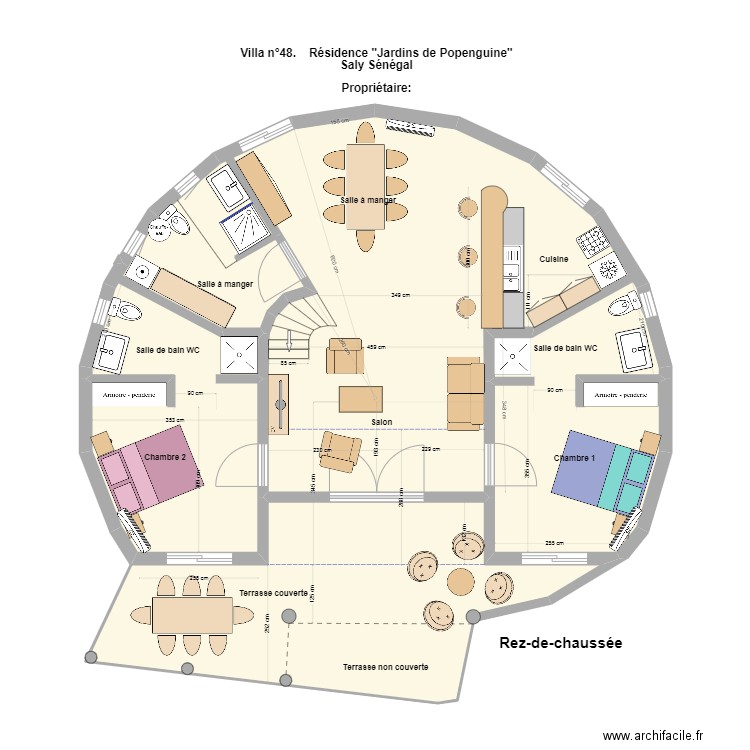 Villa teranga Rez de chaussée. Plan de 0 pièce et 0 m2