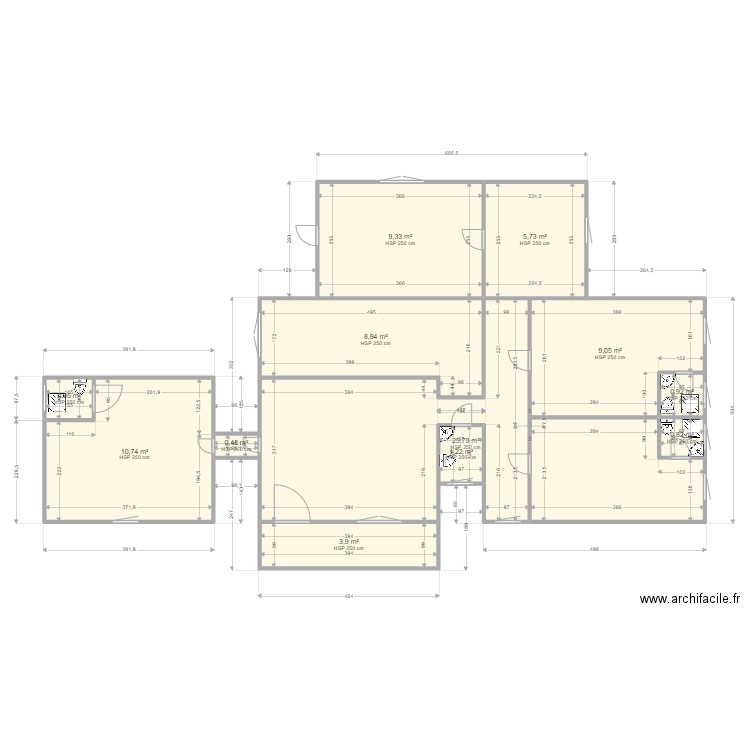 plan de 3 chambres m. Plan de 12 pièces et 78 m2
