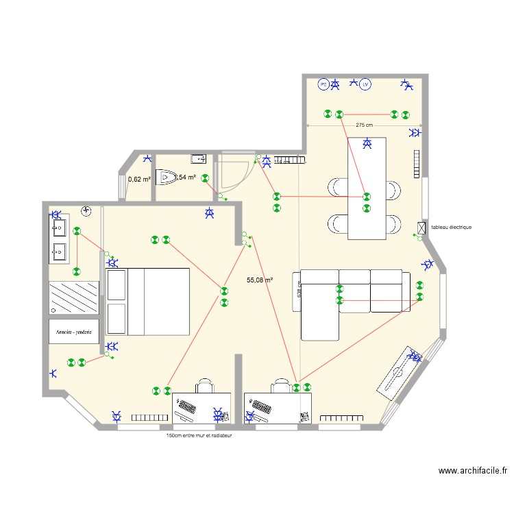 Appart 2eme Soignies meublé élec. Plan de 0 pièce et 0 m2