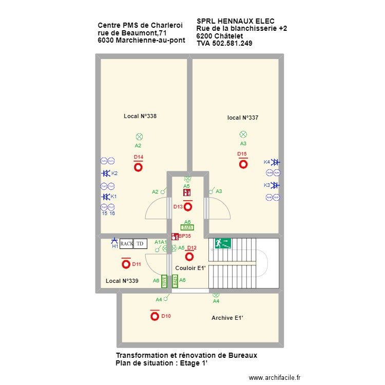 centre pms etage. Plan de 5 pièces et 142 m2