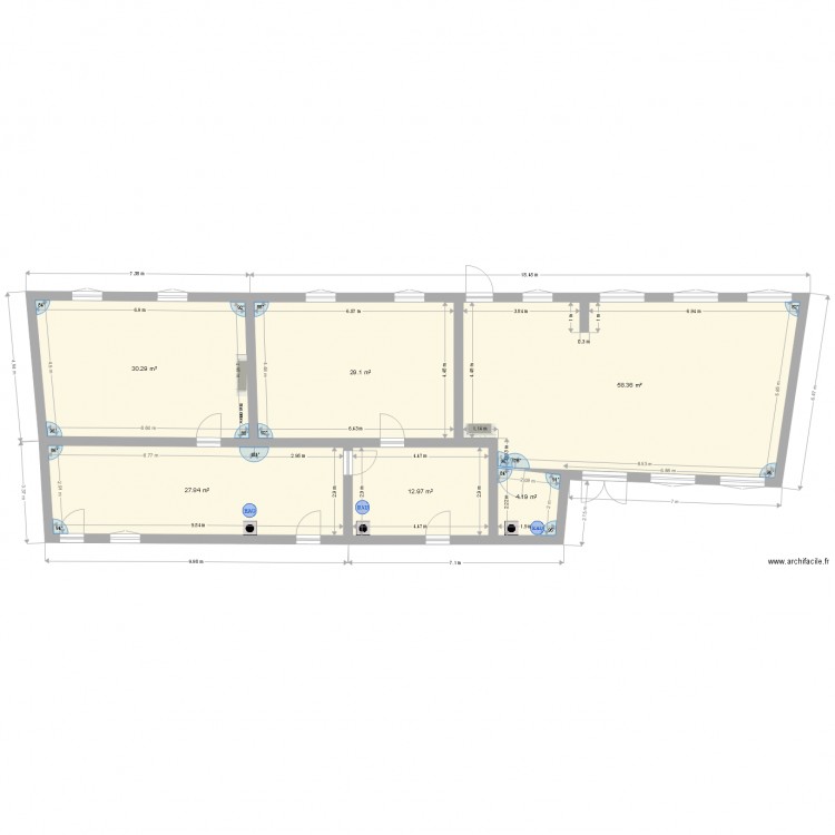 PLAN RDC SACRE COEUR ETAT INITIAL sans meubles et sans cloisonsPLAN 3. Plan de 0 pièce et 0 m2