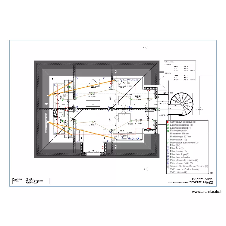 Plan &eacute;lectrique Studio Michel. Plan de 